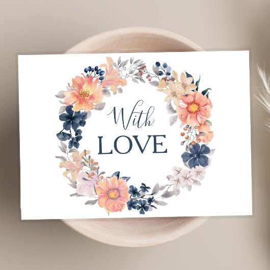 Navy & Blush Floral Wreath All-Occasion With Love カード