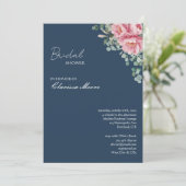 Navy Blush Peony Gold Frame Bridal Shower 招待状 (スタンド正面)