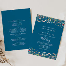 Navy Boho Wildflower Front & Back Wedding 