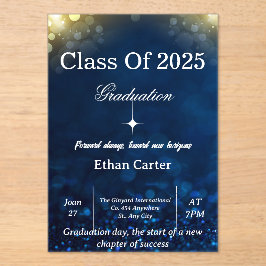 Navy Bokeh Graduation Invitation アクリル招待状