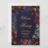 Navy Bordeaux Wedding 招待状 (正面)