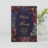 Navy Bordeaux Wedding 招待状 (スタンド正面)