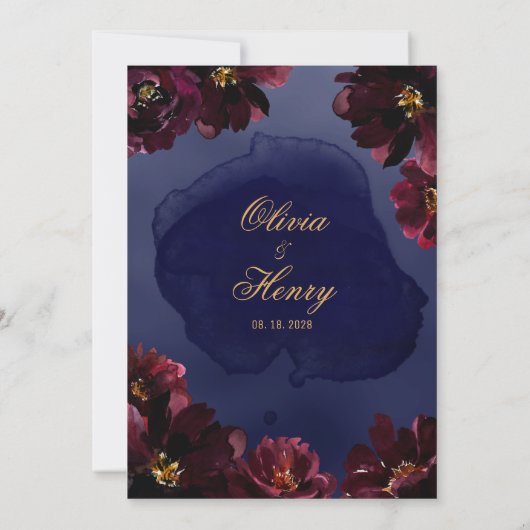 Navy Bordeaux Wedding 招待状 (裏面)