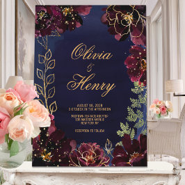 Navy Bordeaux Wedding 招待状