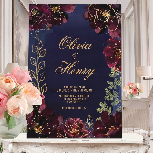 Navy Bordeaux Wedding 招待状