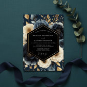 Navy Botanical Opulent Wedding 招待状
