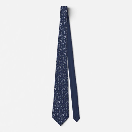 Navy Botanical Tie – Formal Nature Lover ネクタイ (正面)