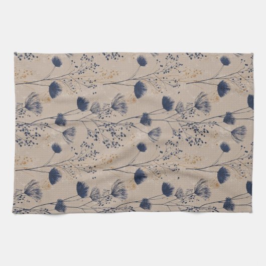 Navy Botanical Wildflower Kitchen Towels キッチンタオル (横)
