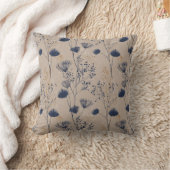 Navy Botanical Wildflower Throw Pillow クッション (ブランケット)