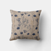 Navy Botanical Wildflower Throw Pillow クッション (裏面)