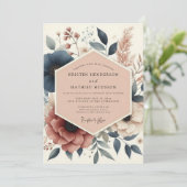 Navy Botanical Woodland Wedding 招待状 (スタンド正面)