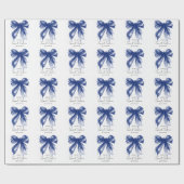 Navy Bow Coquette Script Sweet 16 Party  ラッピングペーパー (フラット)