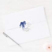 Navy Bow Coquette Script Sweet 16 Thank You  ラウンドシール (封筒)