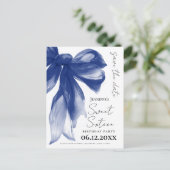 Navy Bow Coquette Sweet 16 Save the Date  ポストカード (スタンド正面)