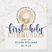 Navy & Boy First Holy Communion Thank You ワインラベル (シングルラベル)