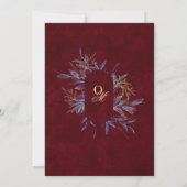 Navy & Burgundy Classic Monogram Wedding 招待状 (裏面)