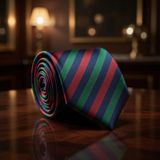  Navy Burgundy Green Classic Regimental Stripe ネクタイ