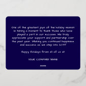 Navy Business Logo Christmas Thank You Foil Card 箔シーズンカード (裏面)