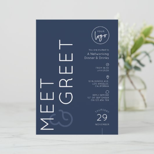 Navy Business Logo Meet & Greet Networking Event 招待状 (スタンド正面)