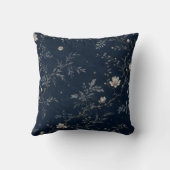 Navy Celestial Midnight Garden Floral Cushion クッション (裏面)