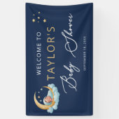 Navy Celestial Moon Stars Baby Shower Banner 横断幕 (縦)