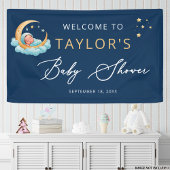 Navy Celestial Moon Stars Baby Shower Banner 横断幕