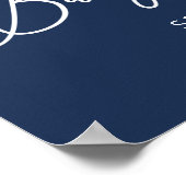 Navy Celestial Moon Stars Baby Shower Welcome Sign ポスター (角)