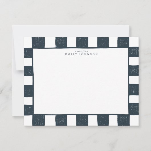Navy Checker Note Card 招待状 (正面)