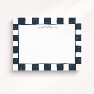 Navy Checker Note Card 招待状