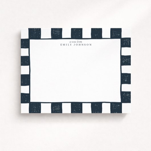 Navy Checker Note Card 招待状
