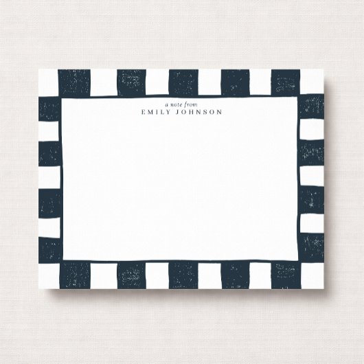 Navy Checker Note Card 招待状