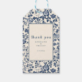 Navy Chinoiserie Floral Wedding Thank You ギフトタグ (正面)