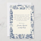 Navy Chinoiserie Toile De Jouy Photo Christmas シーズンカード (裏面)