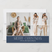 NAVY Christmas Elegant 4 Collage Photo message シーズンカード (正面)