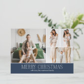 NAVY Christmas Elegant 4 Collage Photo message シーズンカード (スタンド正面)