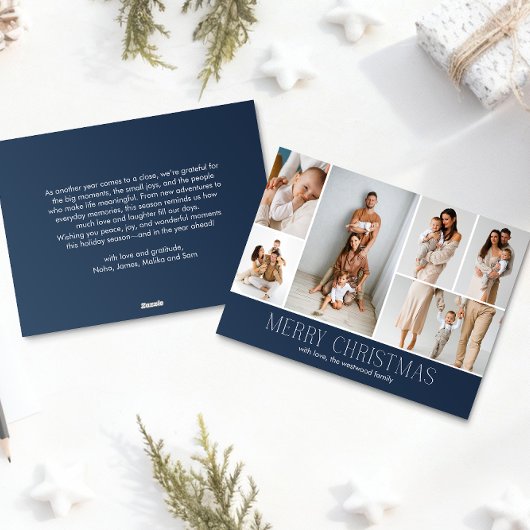 NAVY Christmas Elegant 6 Collage Photo message シーズンカード