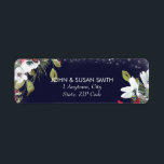 navy Christmas holiday return address labels ラベル<br><div class="desc">A modern holiday/Christmas address label with navy background and seasonal florals. A touch of faux glitter to add sparkle. Perfect for your seasonal correspondence, wedding favours, invitation envelopes etc. Easy to edit the available text fields to suit your personal requirements. Matching photo greeting cards and tags in this modern collection....</div>