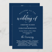 Navy Classyエレガント Scriptの式プ結婚ログラム プログラム (正面/裏面)