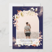 Navy Coralモダンフローラ写真ありがとう サンキューカード (正面)