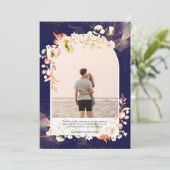 Navy Coralモダンフローラ写真ありがとう サンキューカード (スタンド正面)