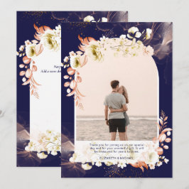 Navy Coralモダンフローラ写真ありがとう サンキューカード