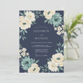 Navy Cream Botanical Romance Wedding 招待状 (スタンド正面)