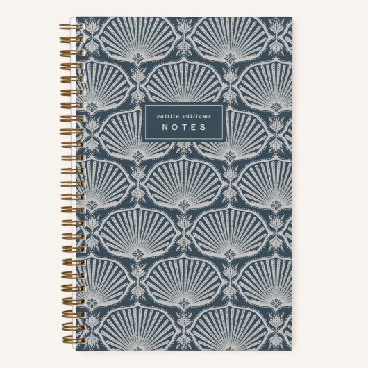 Navy & Cream | Deco Fans Personalized ノートブック (正面)