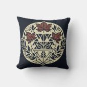 Navy Cream Geometric Maple Leaf Throw Pillow クッション (正面)