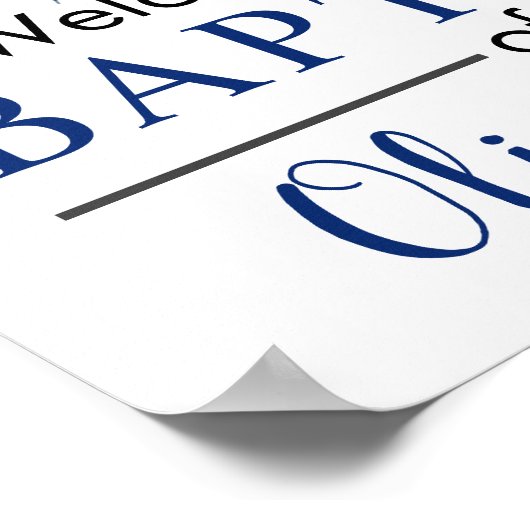 Navy Cross Rustic Boy Baptism Welcome Poster ポスター (角)