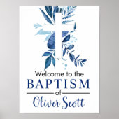 Navy Cross Rustic Boy Baptism Welcome Poster ポスター (正面)