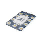 Navy Daisy Gingham Monogram Decor バスマット (アングル)
