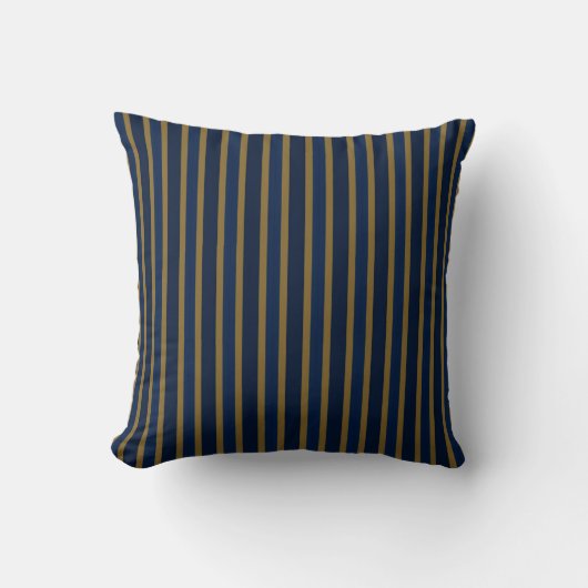 Navy, Dark Blue and Gold Stripes クッション (正面)