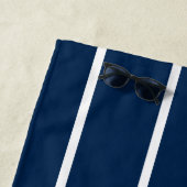 Navy Dark Blue Stripes beach towel ビーチタオル (インサイチュ)