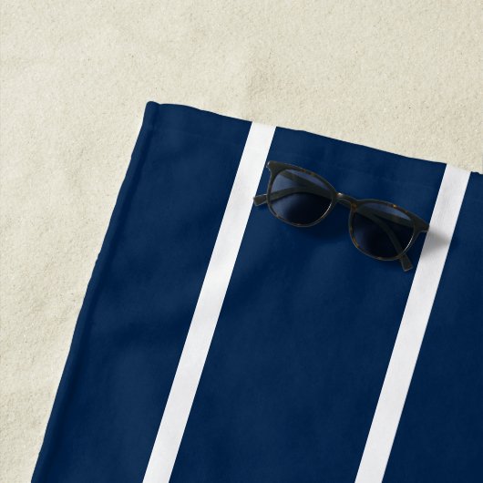 Navy Dark Blue Stripes beach towel ビーチタオル (インサイチュ)